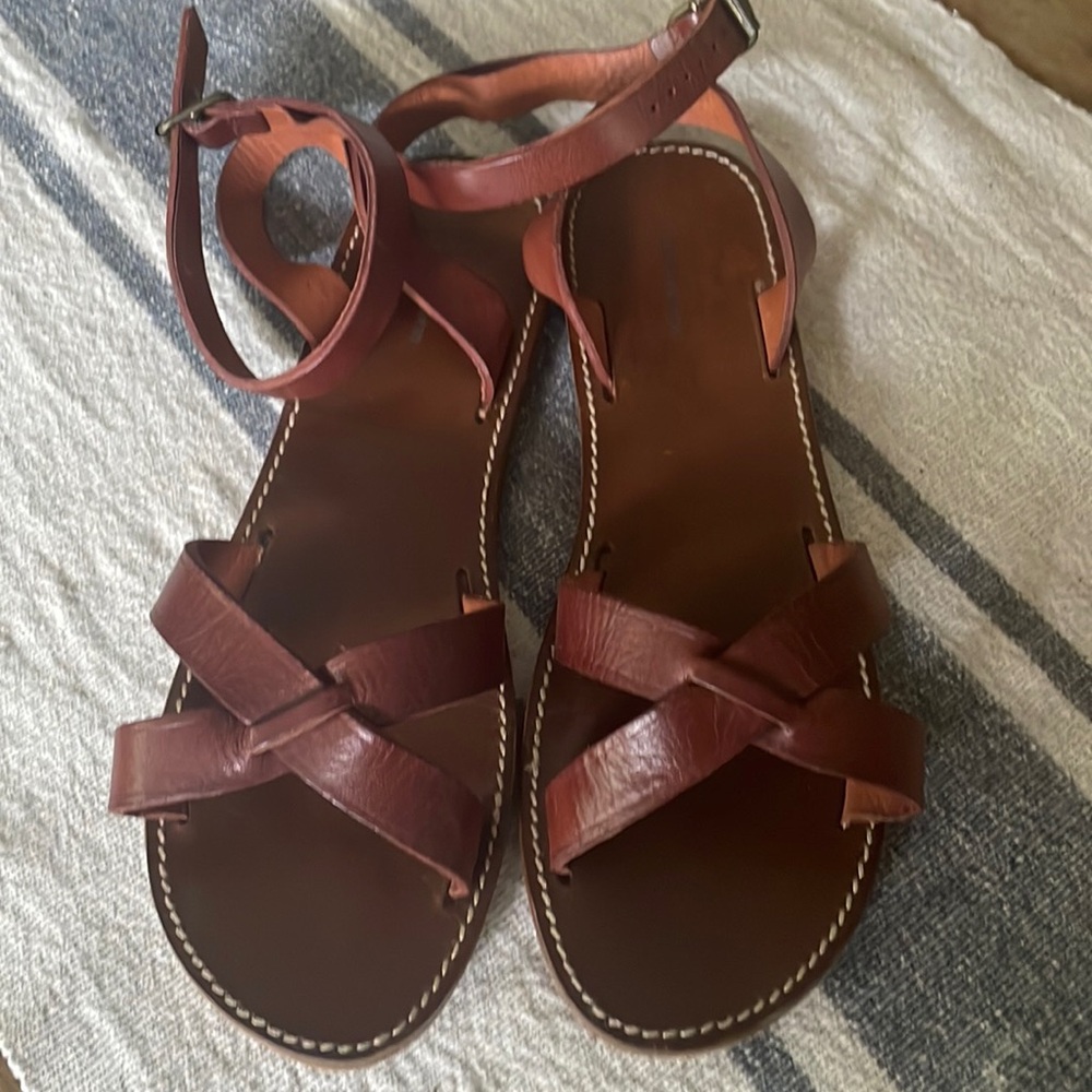 ISABEL MARANT Paris Merry Flat Brown Leather Sandals 41 10 (needs shoe glue) - Picture 3 of 7